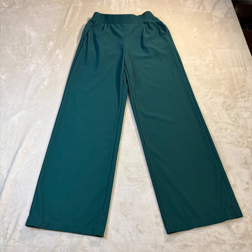 Halara Womens XS Teal Green High Waisted Wide Leg Pleated Pocket Pants 02770955